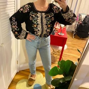 Sundance Black Embroidered Boho Shirt